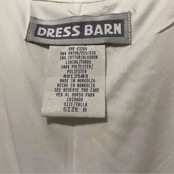 Dress Barn Floor-Length Cap Sleeve Dress, Size 8, Color Off-White NWOT - Picture 7 of 8